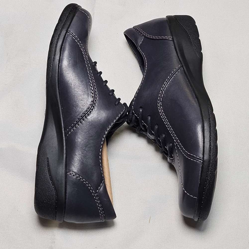 Clarks Collection Navy Blue Leather Lace Up Oxford Shoes Women Size 5.5 US - Picture 2 of 11